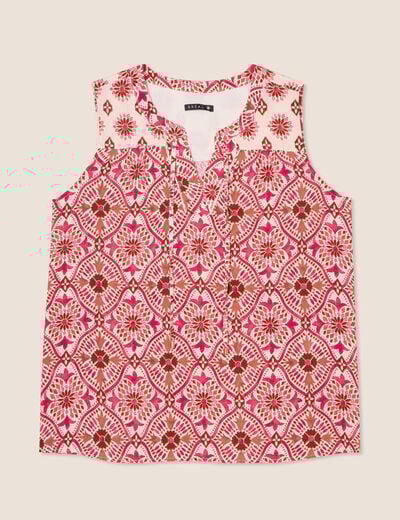 Blouse fluide sans manches rose femme