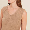 Débardeur tricot sans manches sable femme
