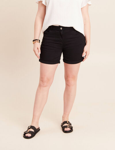 Short droit en jean noir femme