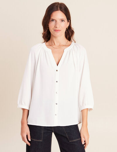 Chemise manches 3/4 ecru femme
