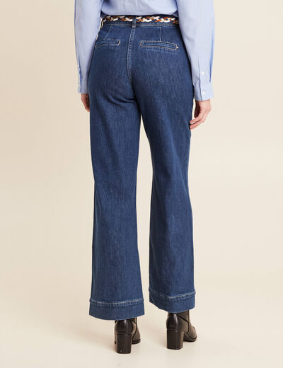 Jean large ceinturé denim stone femme