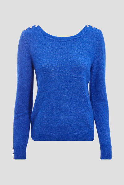 Pull manches longues bleu electrique femme