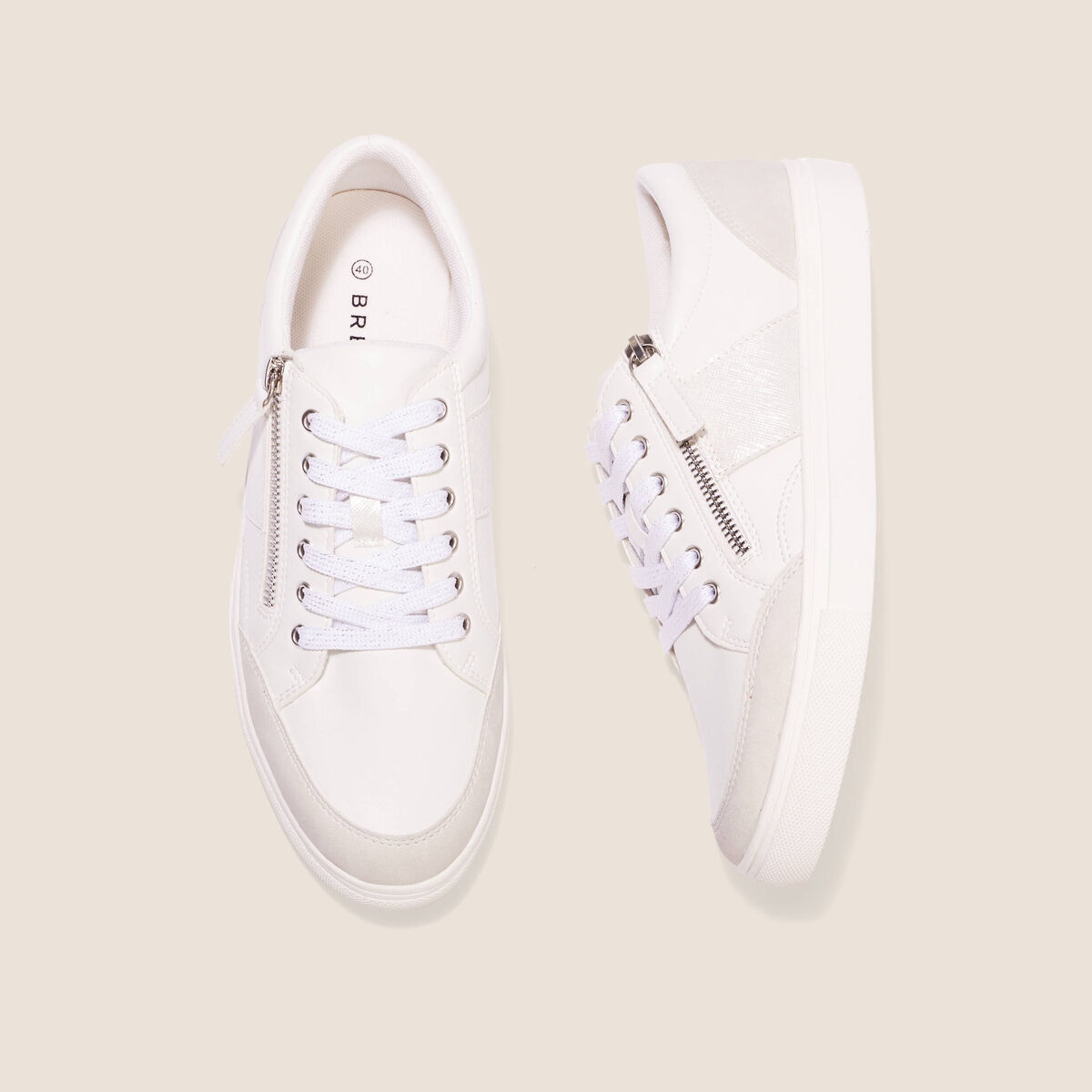 Tennis plates détails zippés blanc femme