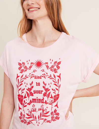 T-shirt manches courtes rose femme