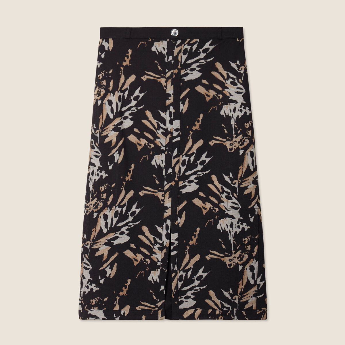 Jupe réversible midi droite fendue noir femme