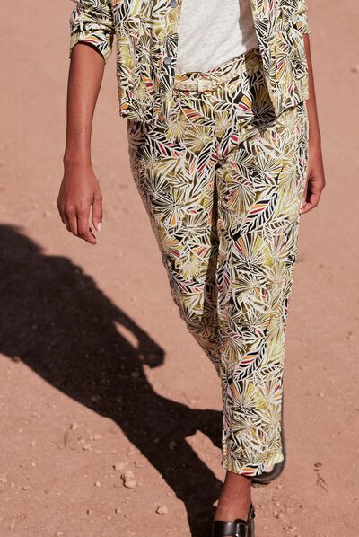 Pantalon à ceinture vert femme