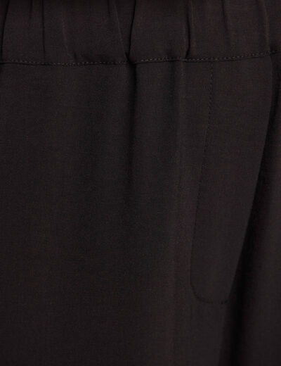 Pantalon large taille haute noir femme