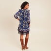 Robe courte &eacute;vas&eacute;e col tunisien bleu femme