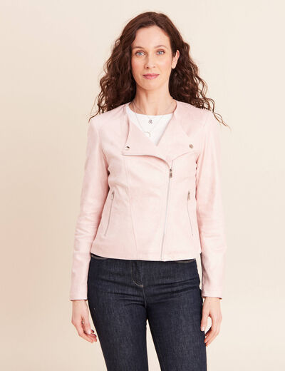 Veste droite zipp&eacute;e vieux rose femme