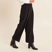 Pantalon droit 7/8&egrave;me taille haute noir femme