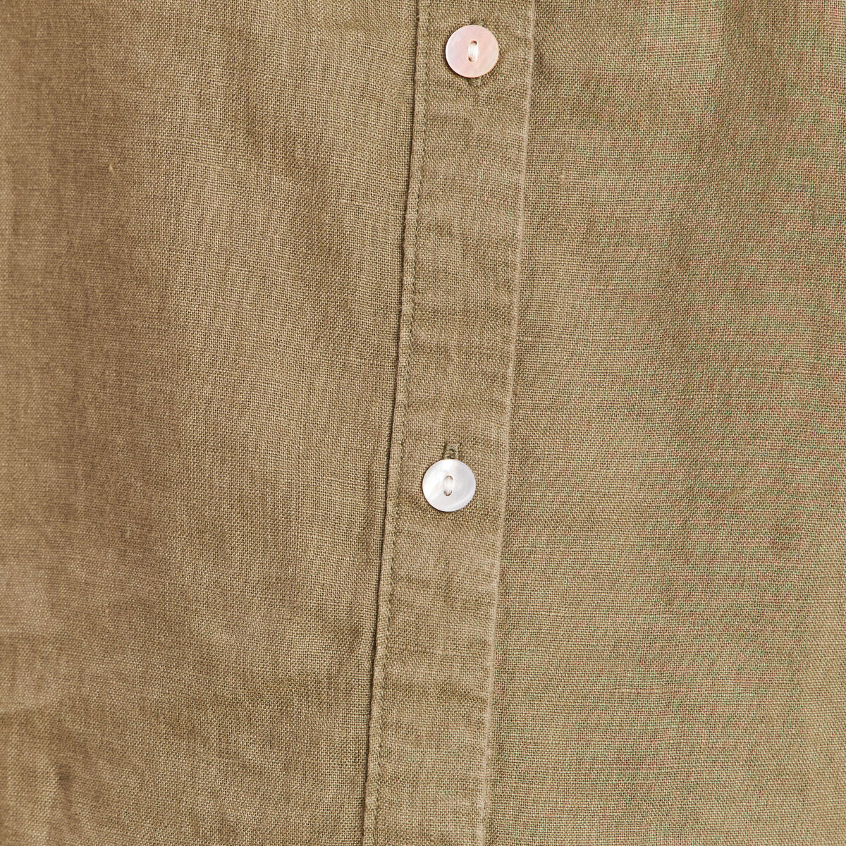 Chemise ample manches courtes aspect lin vert kaki femme