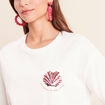 T-shirt col rond manches courtes sequins ecru femme