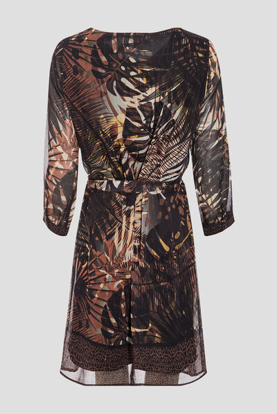 Robe droite manches 3/4 noir femme
