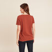 T-shirt manches courtes col en V marron foncé femme