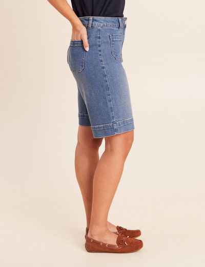 Bermuda en denim denim stone femme