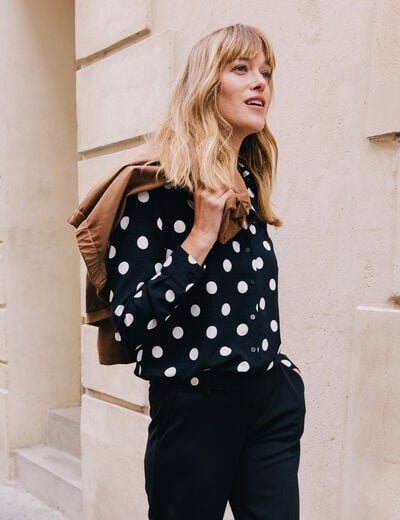 Chemise fluide manches longues noir femme