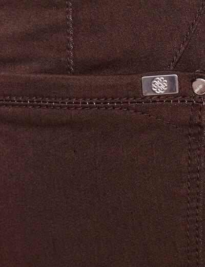 Pantalon droit taille haute marron foncé femme