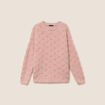 Pull ajour&eacute; col rond vieux rose femme