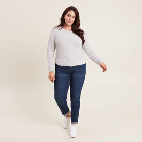 Pull manches longues gris clair femme