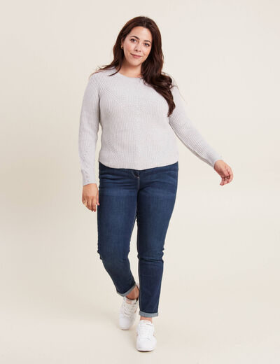 Pull manches longues gris clair femme