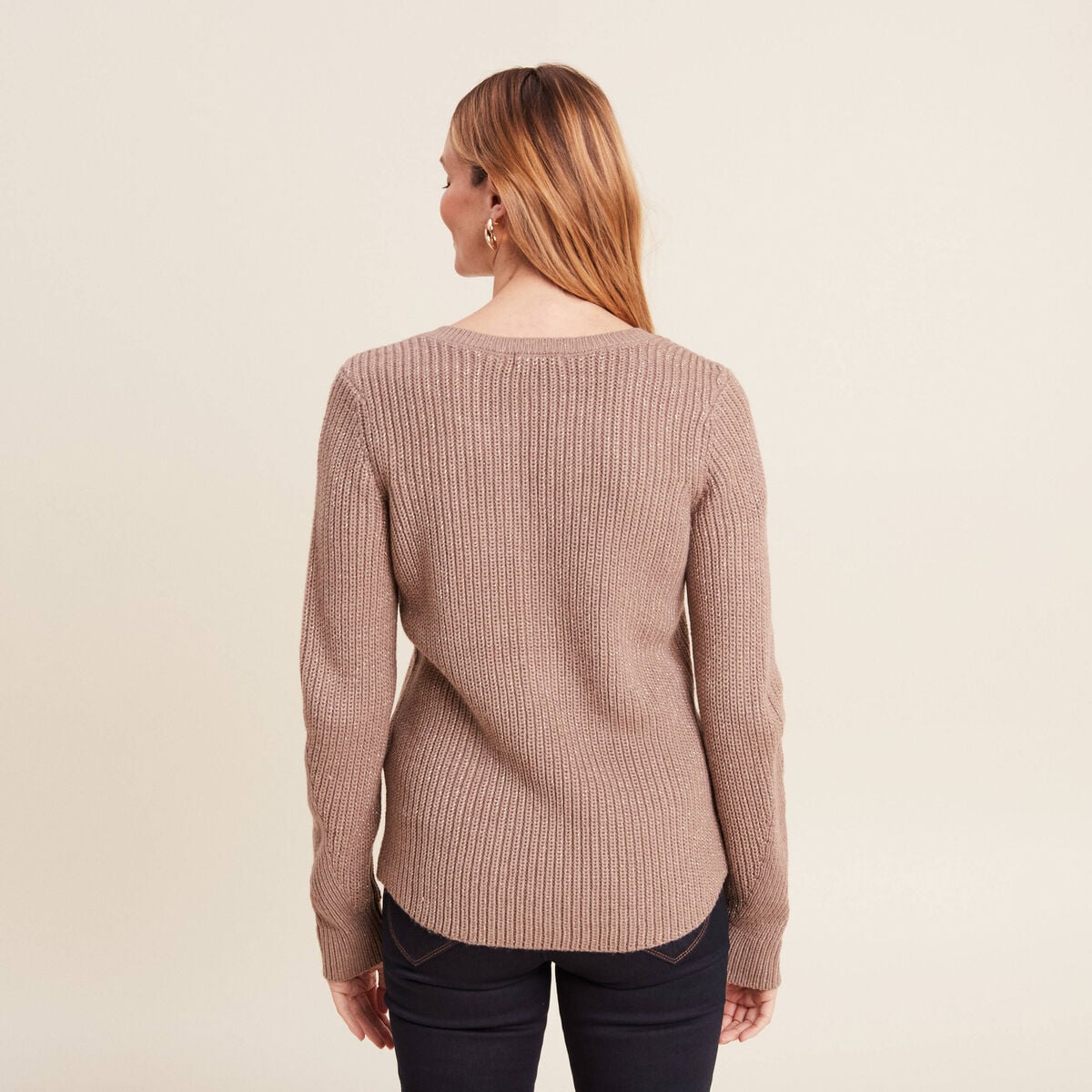 Pull manches longues taupe femme