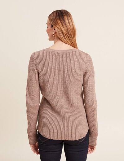Pull manches longues taupe femme