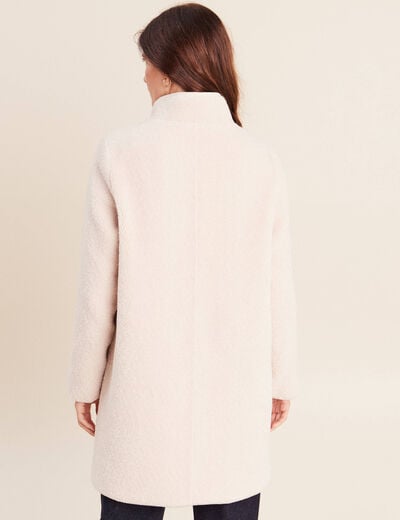 Manteau bouclette doubl&eacute; manches longues ivoire femme