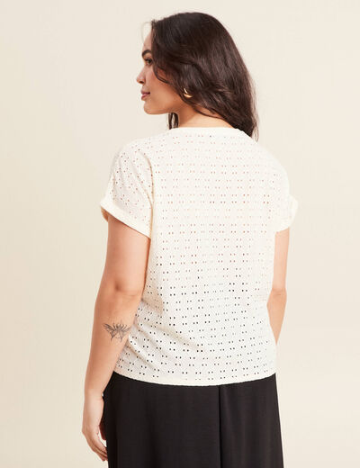 Blouse manches courtes nouée ecru femme