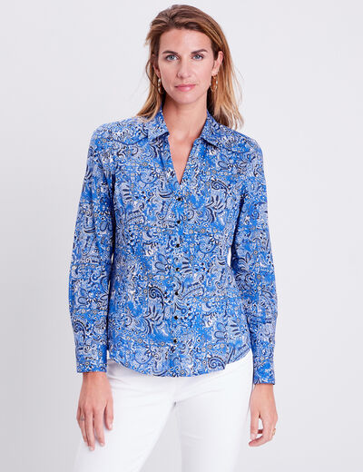 Chemise manches longues bleu femme