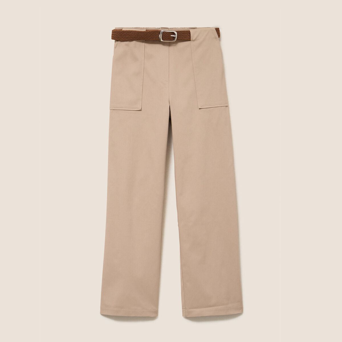 Lot de 2 pantalons cargo taille haute sable femme