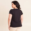 T-shirt bi-mati&egrave;re manches courtes noir femme
