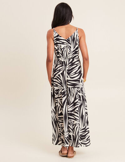Robe longue évasée bretelles noir femme