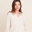 Pull col polo et d&eacute;tails bijout&eacute;s beige femme