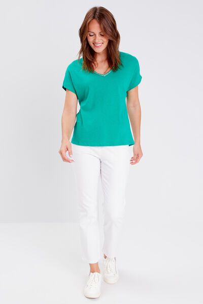 T-shirt manches courtes vert femme