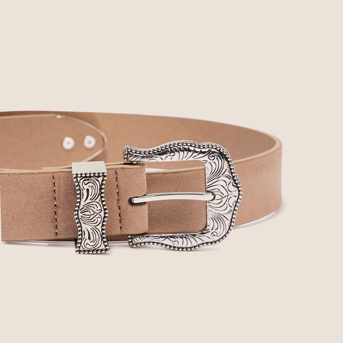 Ceinture boucle western beige femme
