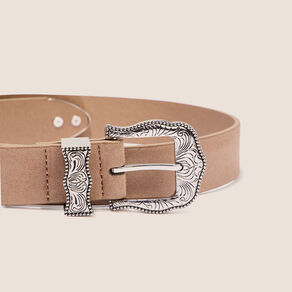 Ceinture boucle western beige femme