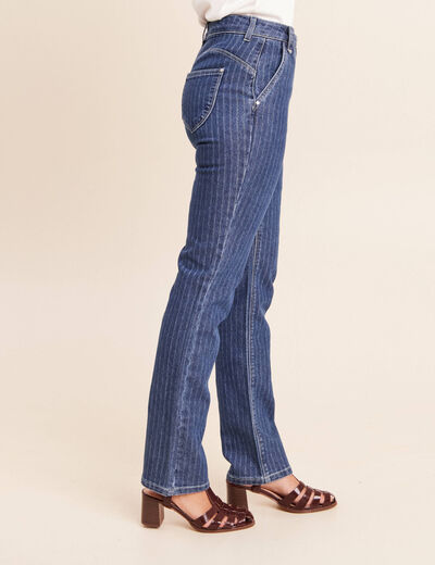 Jean coupe droite taille haute denim stone femme