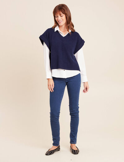 T-shirt sans manches bleu marine femme
