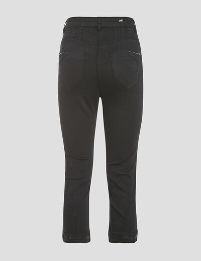 Pantacourt droit taille haute noir femme