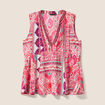 Blouse ample sans manches col v rose femme