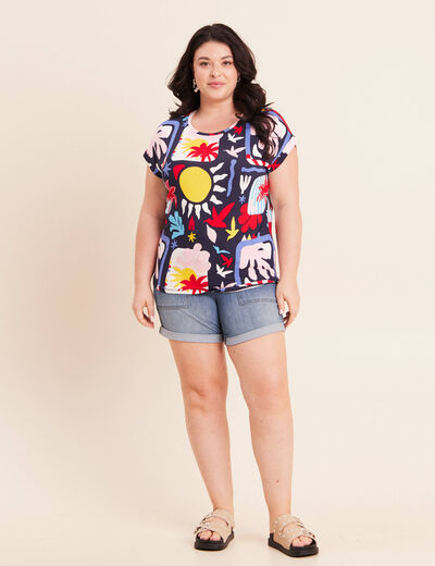 T-shirt manches courtes multicolore femme