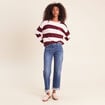 Pull col rond bordeaux femme