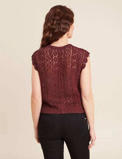 Débardeur macramé bordeaux femme