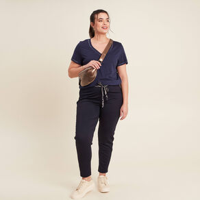 Pantalon jogging réversible bleu foncé femme