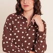 Chemise fluide manches longues marron femme