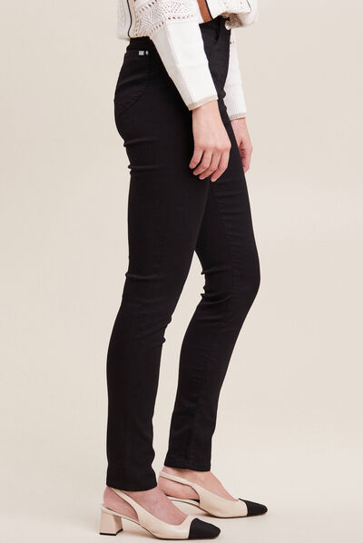 Pantalon léger taille haute long noir femme