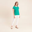 T-shirt bi-mati&egrave;re manches courtes vert menthe femme