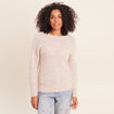 Pull droit col rond manches longues creme femme
