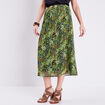 Jupe longue droite plissée vert femme