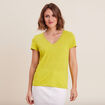 T-shirt manches courtes col en V vert anis femme